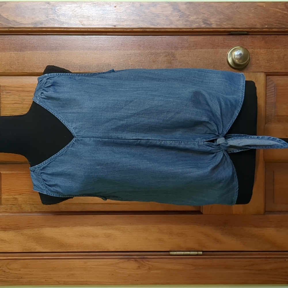 LOFT Blue Denim Shorty Top